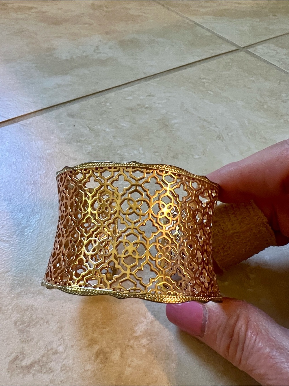 Kendra Scott Rose Gold with Gold Trim Filigree Wide Open Cuff Bracelet